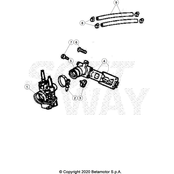 VUE ECLATEE CARBURATEUR BETA MOTARD 50 RR WHITE SPORT 2025